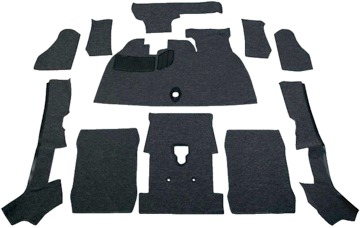 73-79 Bug Convertible Endura-Wear Carpet w/Footrest, Charcoal Loop