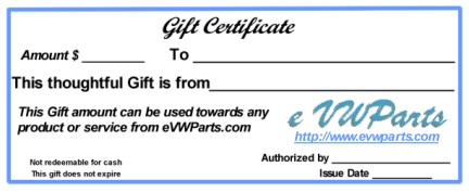 eVWParts Gift Certificate